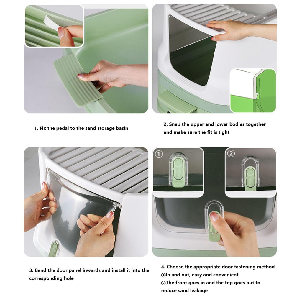 Large Top Entry Enclosed Cat Litter Box with Lid and Scoop V59586