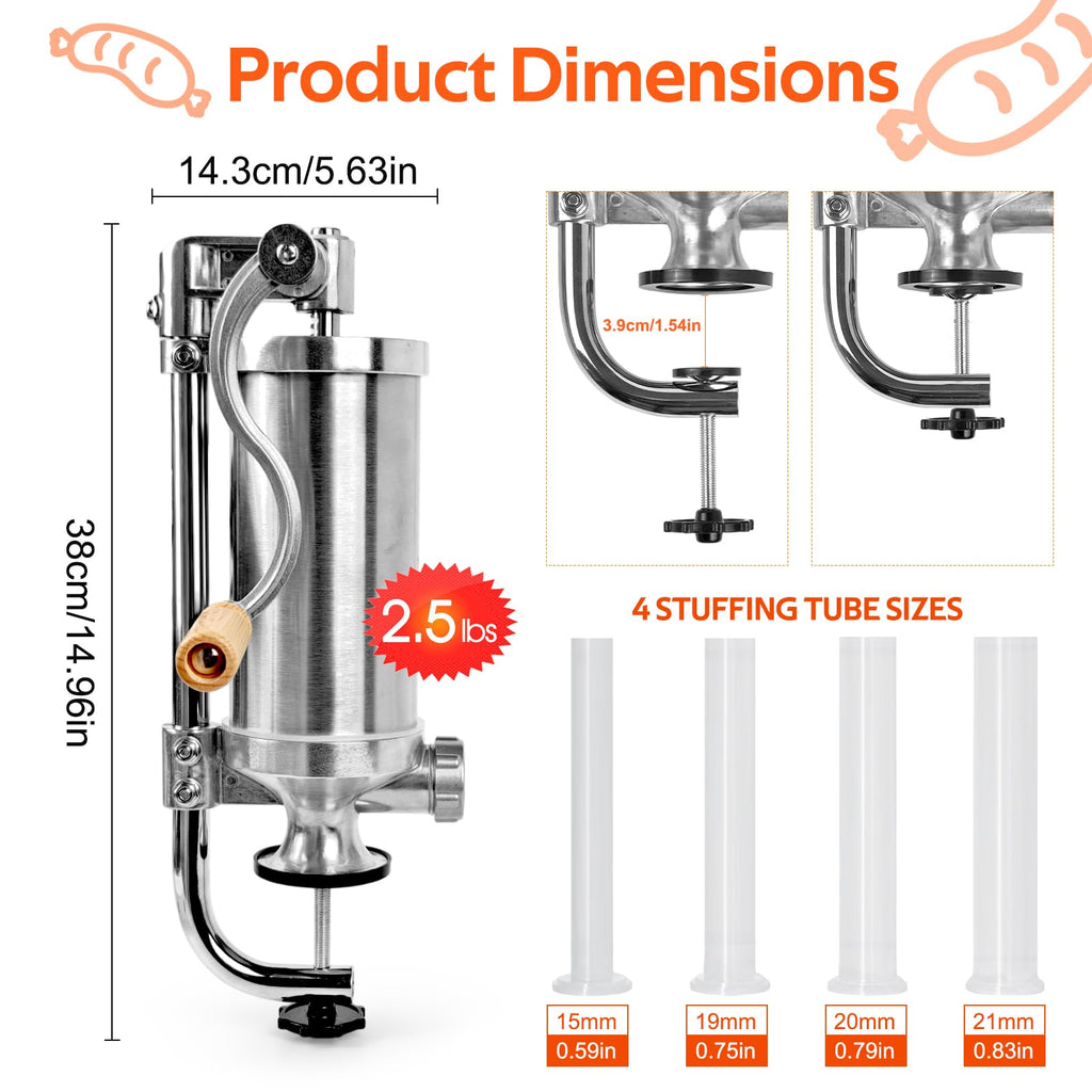 Stainless Steel Vertical Sausage Stuffer 2.5 LBS O467620