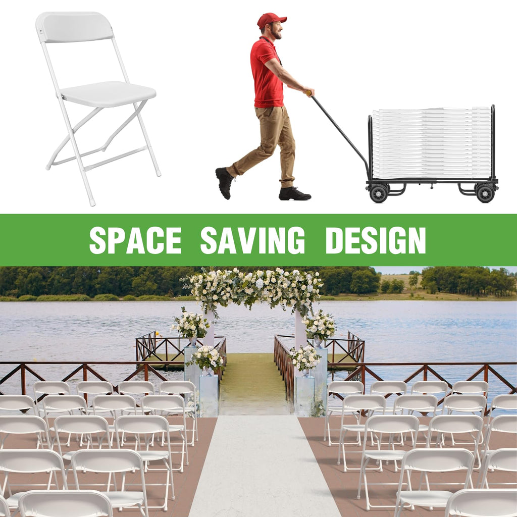 10 Pack White Plastic Folding Chair with Steel Frame N971