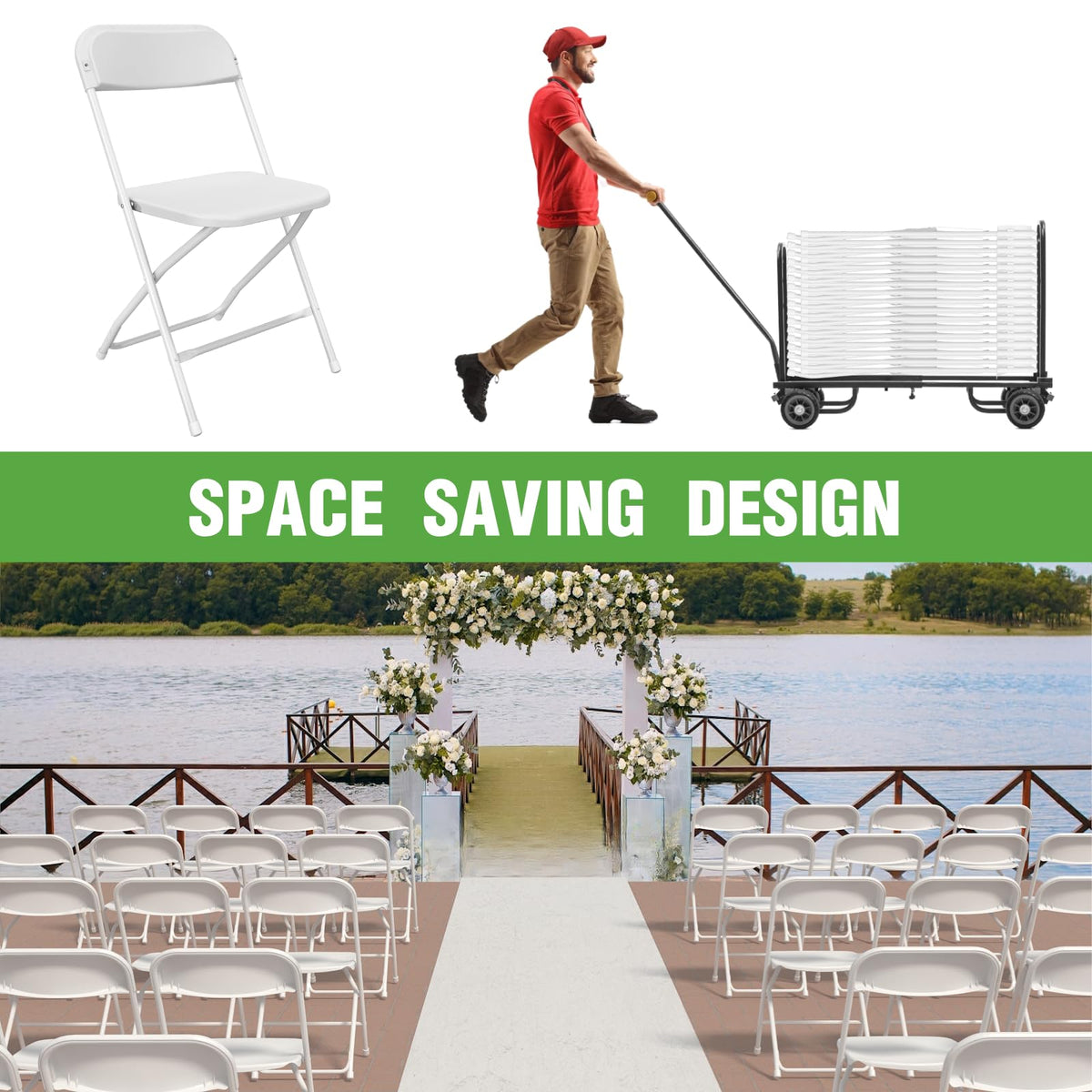 10 Pack White Plastic Folding Chair with Steel Frame N971