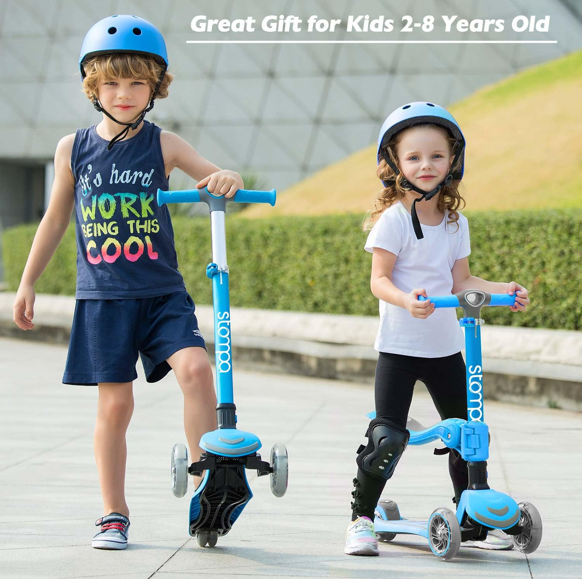 2-in-1 Light Up 3 Wheel Toddler Scooter with Seat H23686