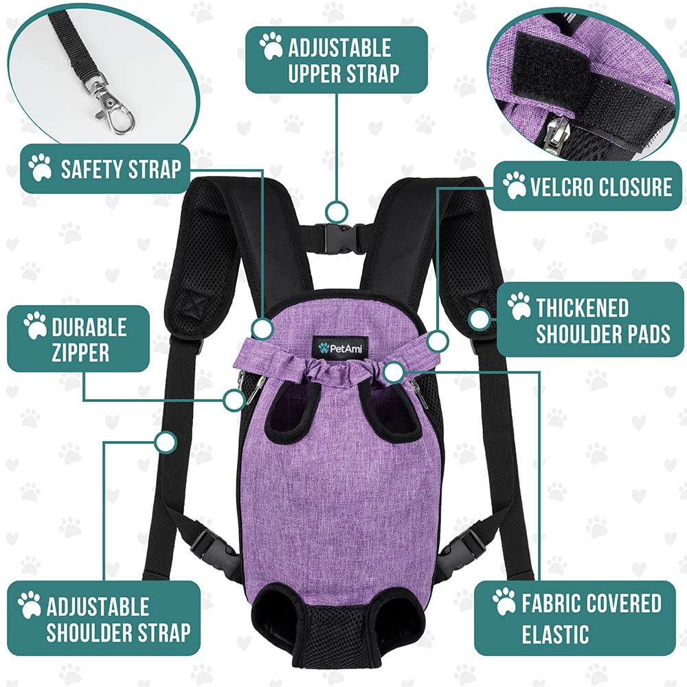 Adjustable Ventilated Dog Carrier Backpack, Medium, 9-13 lbs, Purple J8182