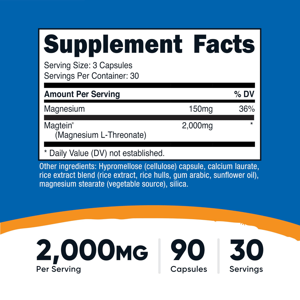 Magnesium L-Threonate 2,000mg 90 Capsules O45384