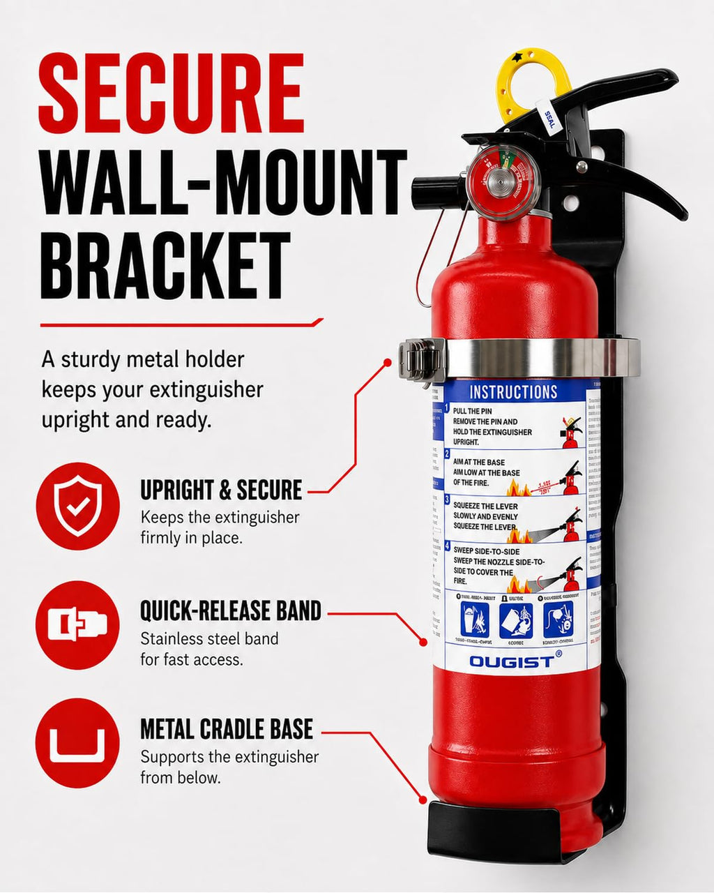 2.5 lb ABC Dry Chemical Fire Extinguisher with Wall Mount T78315