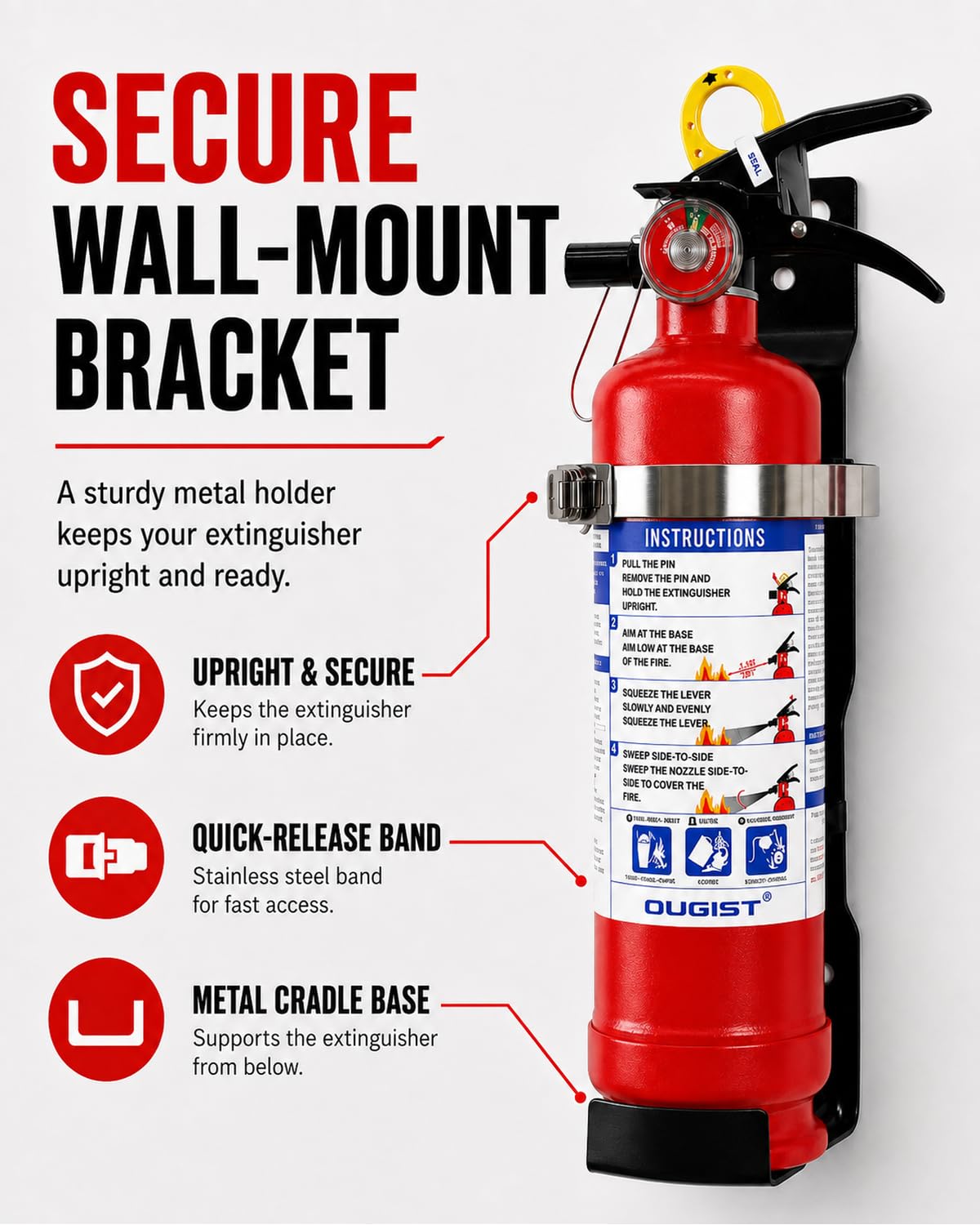 2.5 lb ABC Dry Chemical Fire Extinguisher with Wall Mount T78315