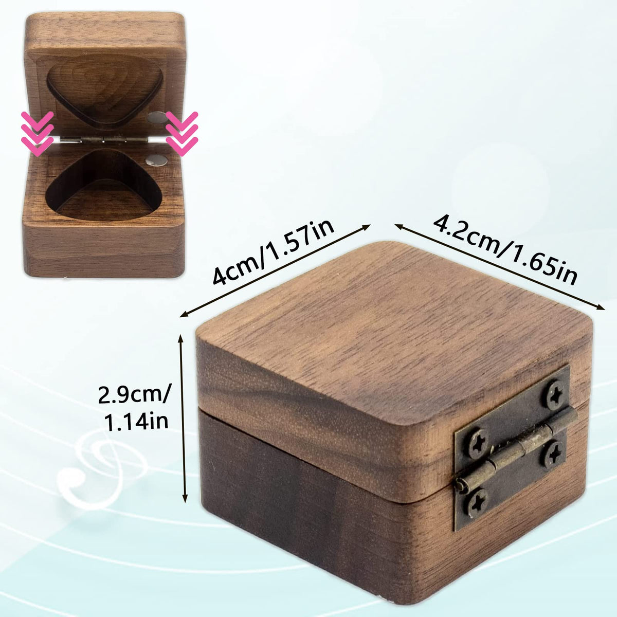 Wooden Guitar Pick Case Holder C5207
