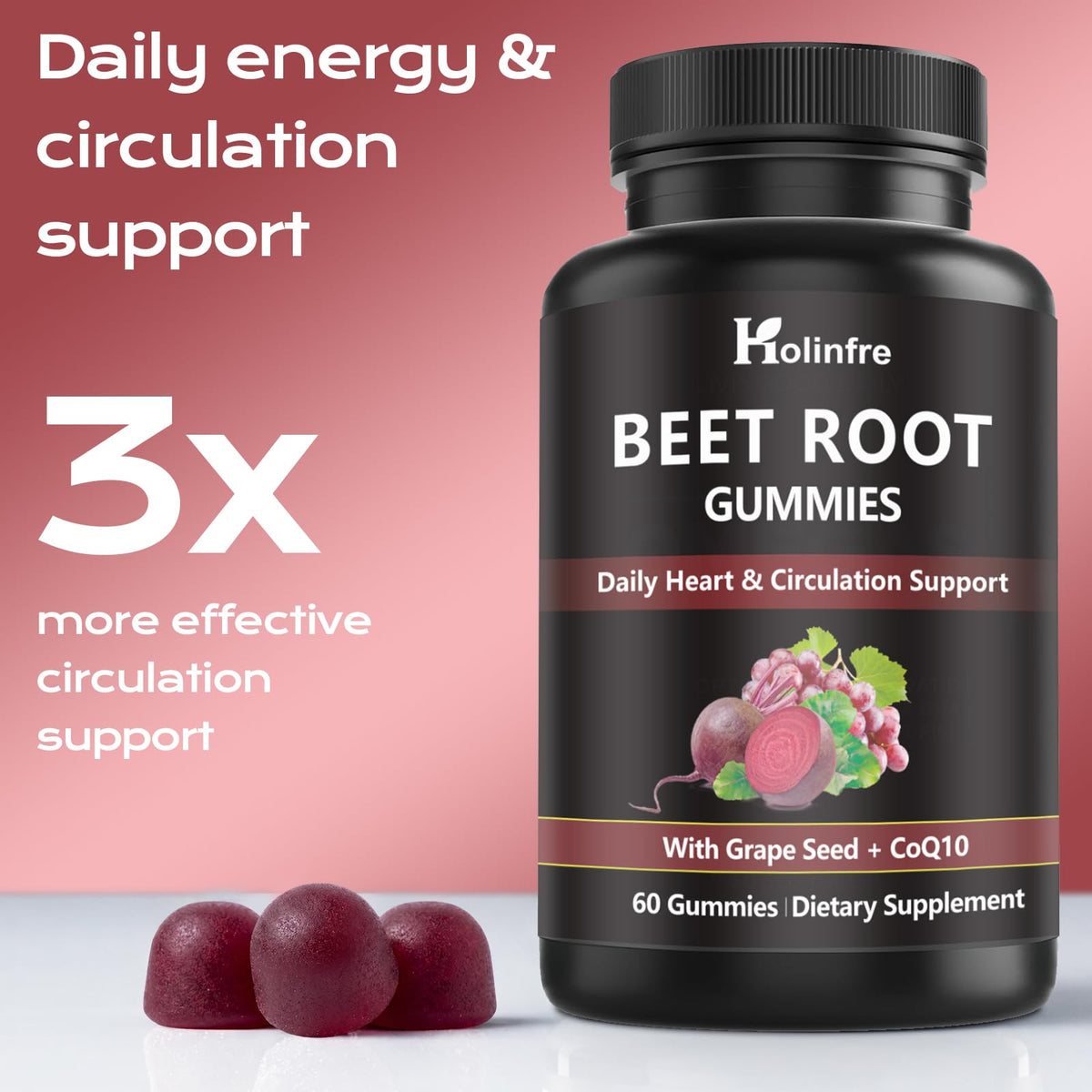 Beet Root Gummies with Grape Seed & CoQ10 N628