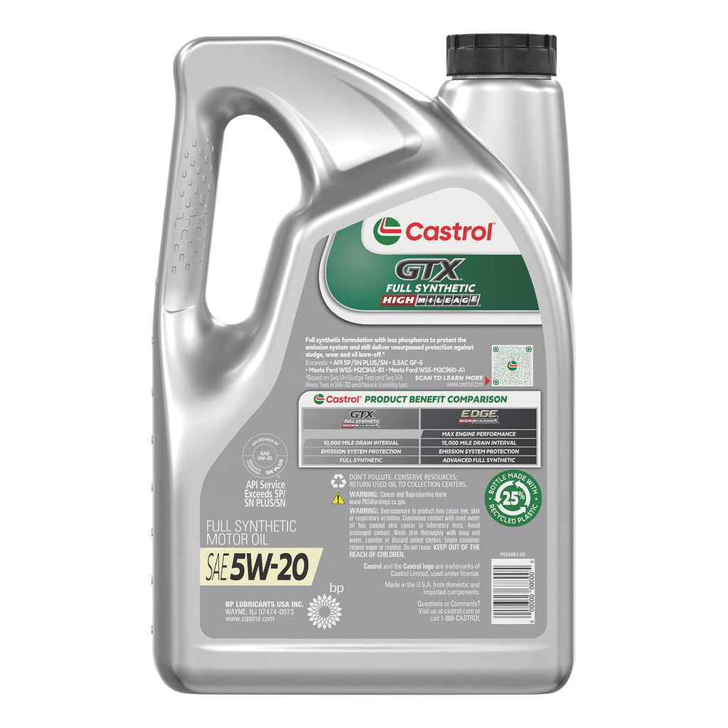 Full Synthetic High Mileage 5W-20 Motor Oil, 5 Quart H642