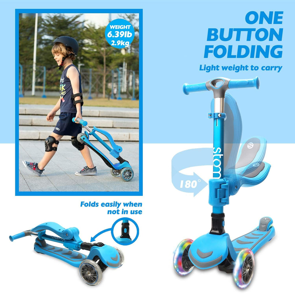 2-in-1 Light Up 3 Wheel Toddler Scooter with Seat H23686