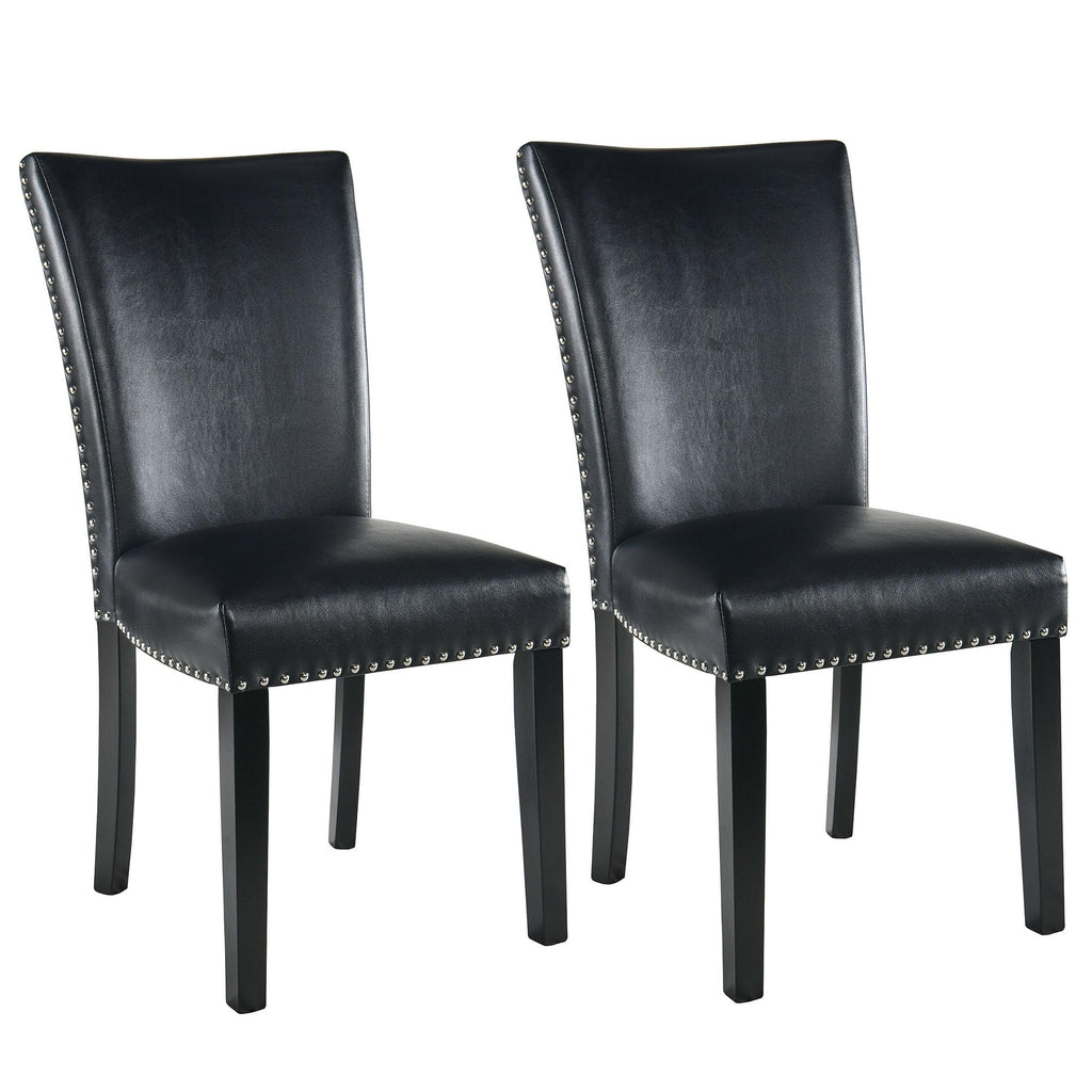 Black PU Leather Upholstered Dining Chairs Set of 2 W5281