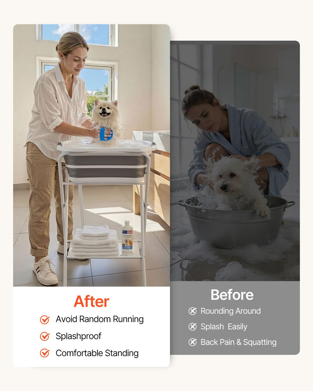 Elevated Collapsible Pet Bathtub with Drain Hose R43748