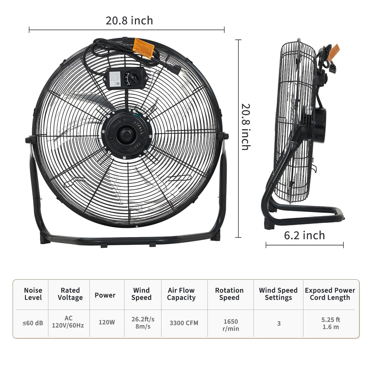 18 Inch 3 Speeds Metal Floor Fan A231