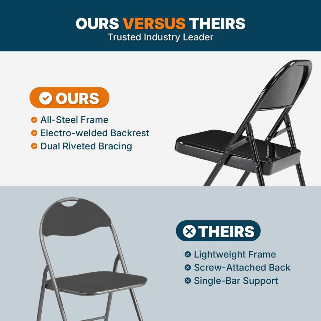 Black Steel Folding Chairs 4-Pack Q358