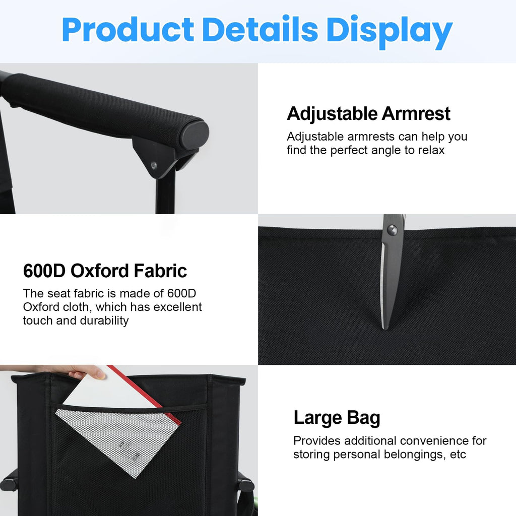2 Pcs Folding Stadium Seat with Back Support & Cushion Black L25233
