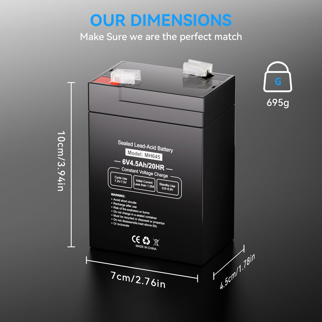 6V 4.5Ah Rechargeable SLA AGM Battery, 6 Pack Z837641