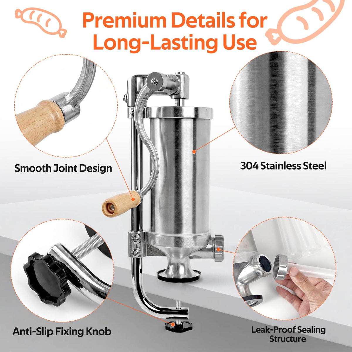 Stainless Steel Vertical Sausage Stuffer 2.5 LBS O467620