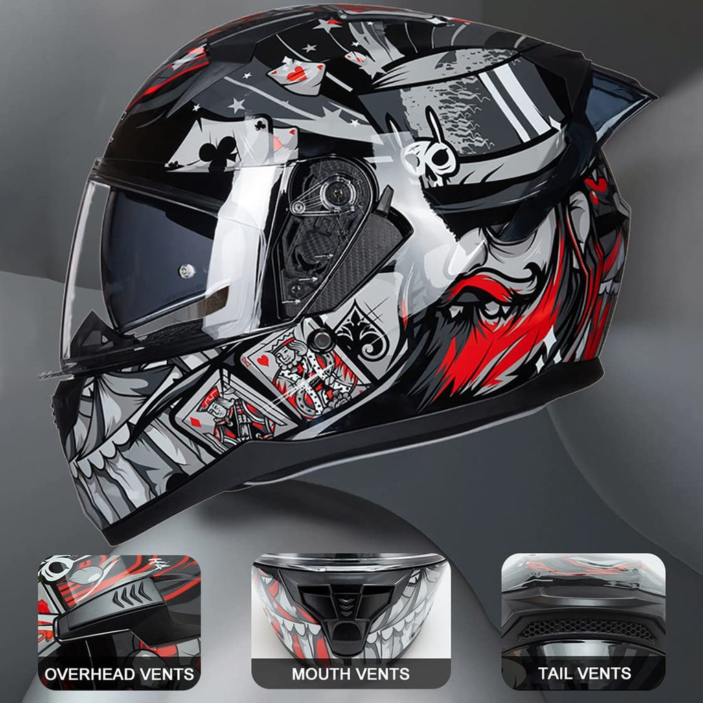 Bluetooth Motorcycle Helmet Anti-Fog Flip Up Full Face DOT Approved C14127