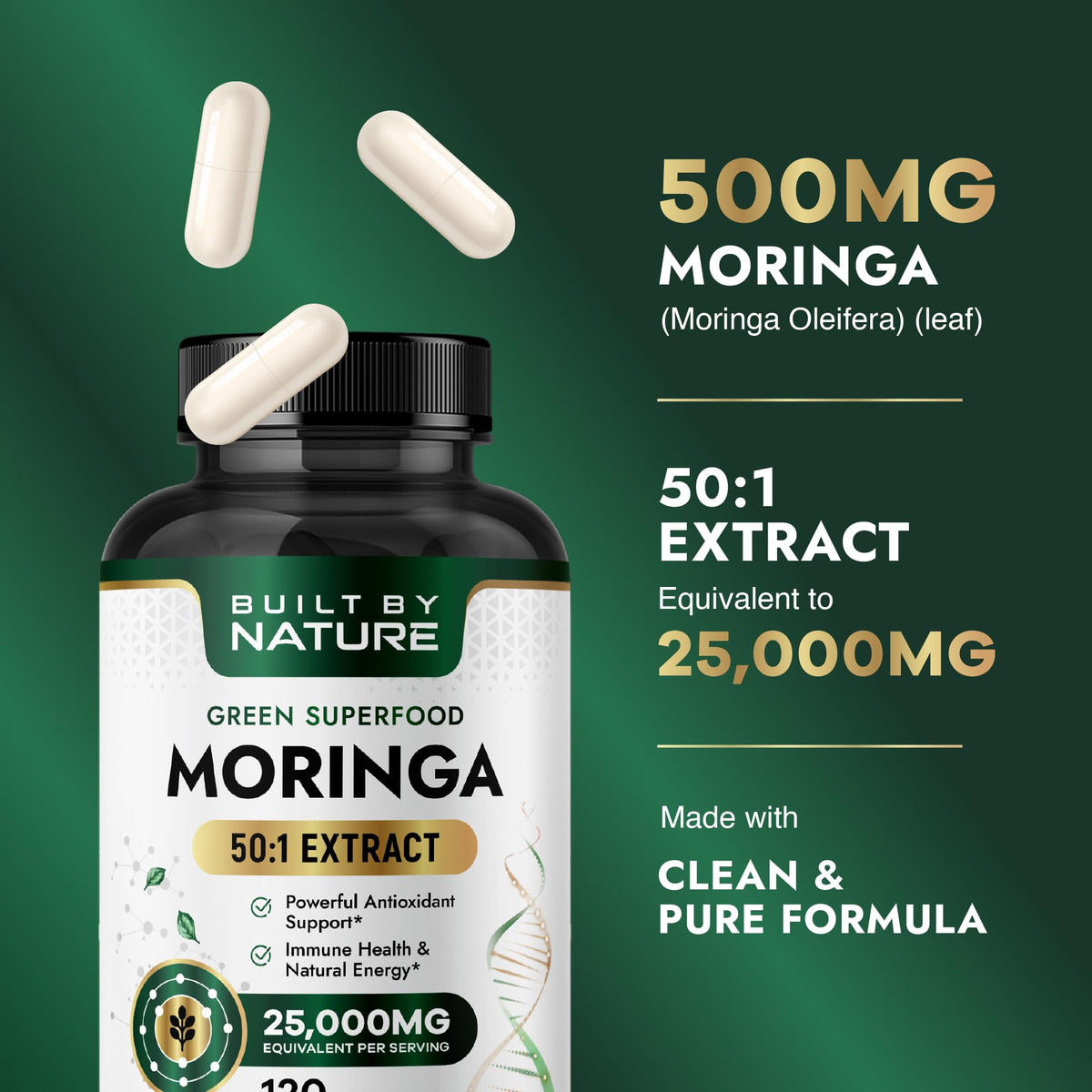 Moringa Supplement 500mg 120 Capsules J380