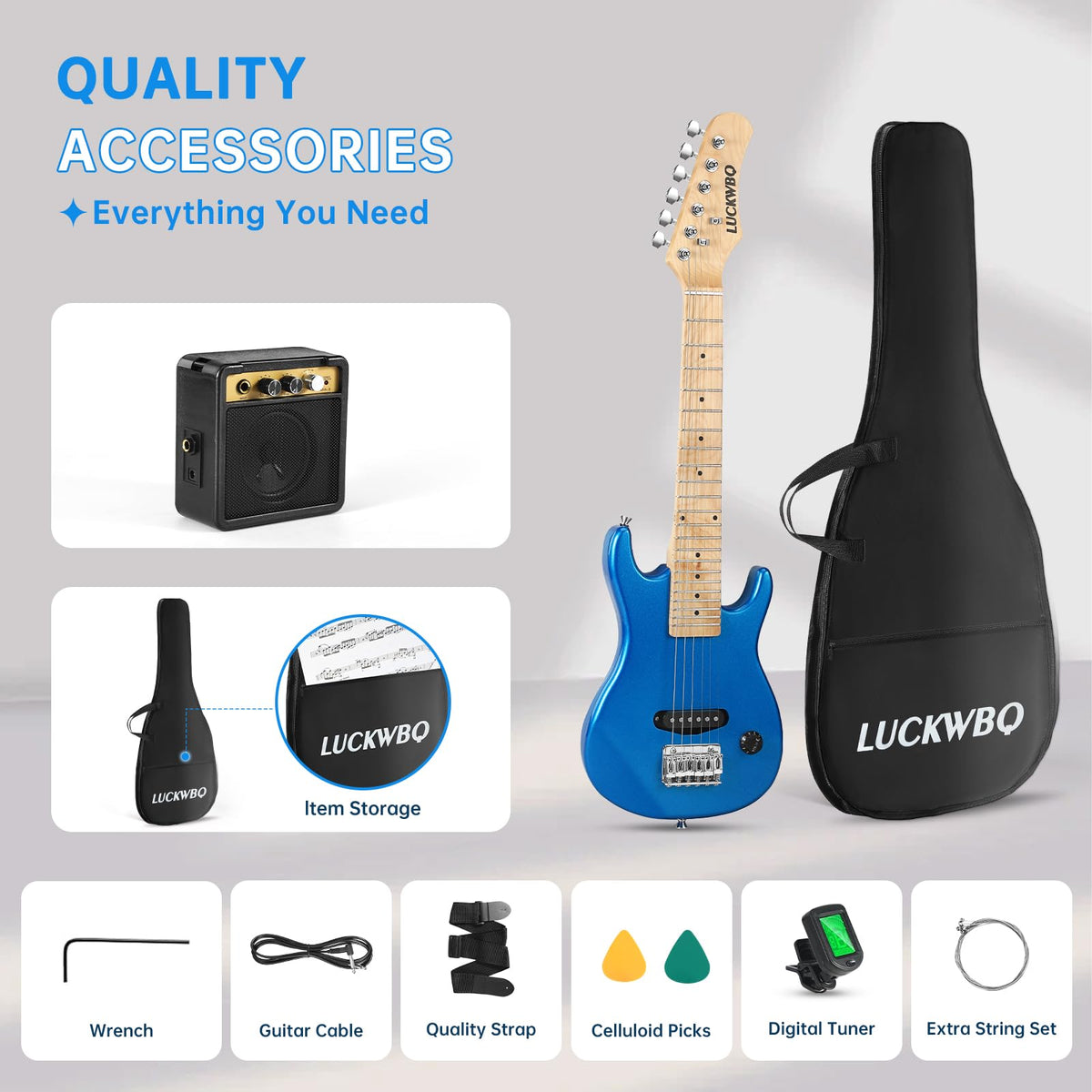 30 Inch Kids ST Style Mini Electric Guitar Beginner Kit with Amplifier A5544