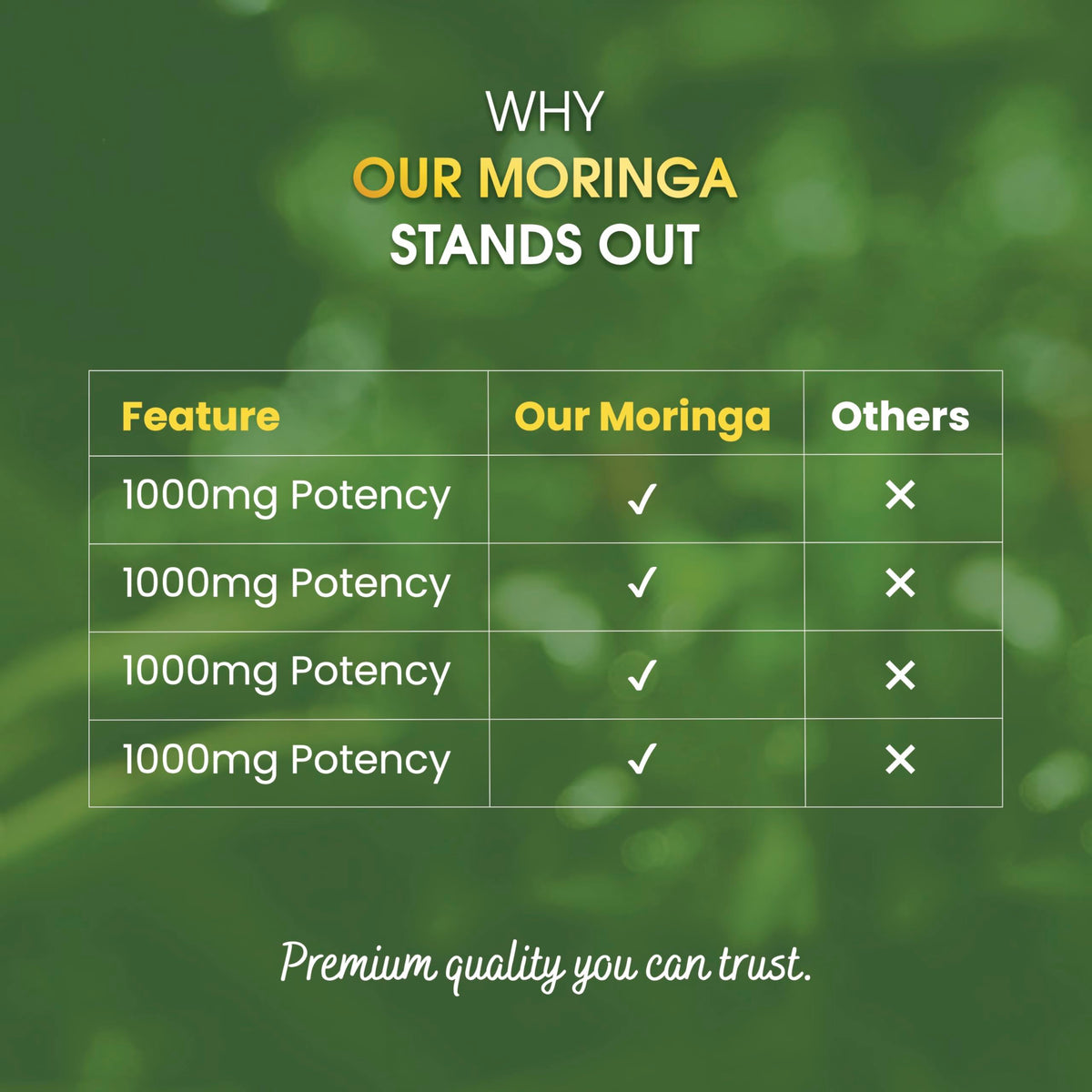 Organic Moringa Leaf 1000mg 60 Capsules E9048