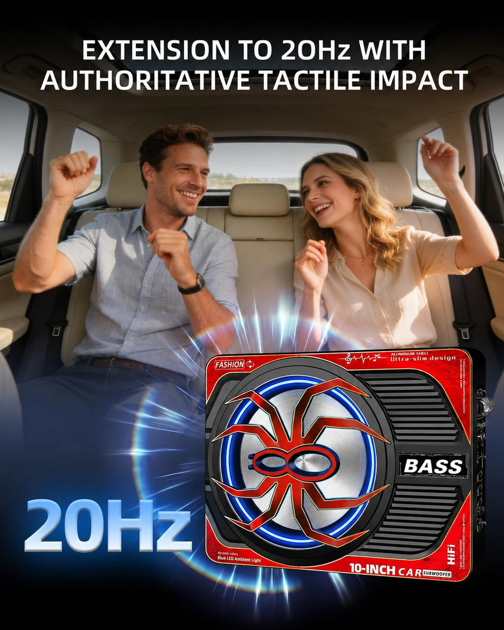 2000W 10 Inch Underseat Car Subwoofer and Amp Package M15401