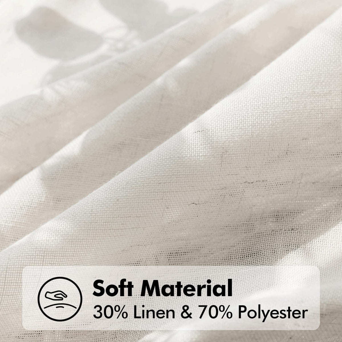 Natural White Semi Sheer Linen Curtains 120 inch 2 Panels S27964