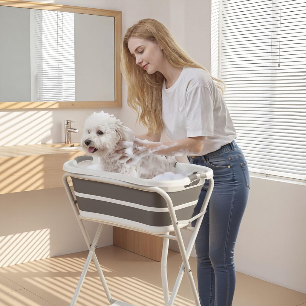 Elevated Collapsible Pet Bathtub with Drain Hose R43748