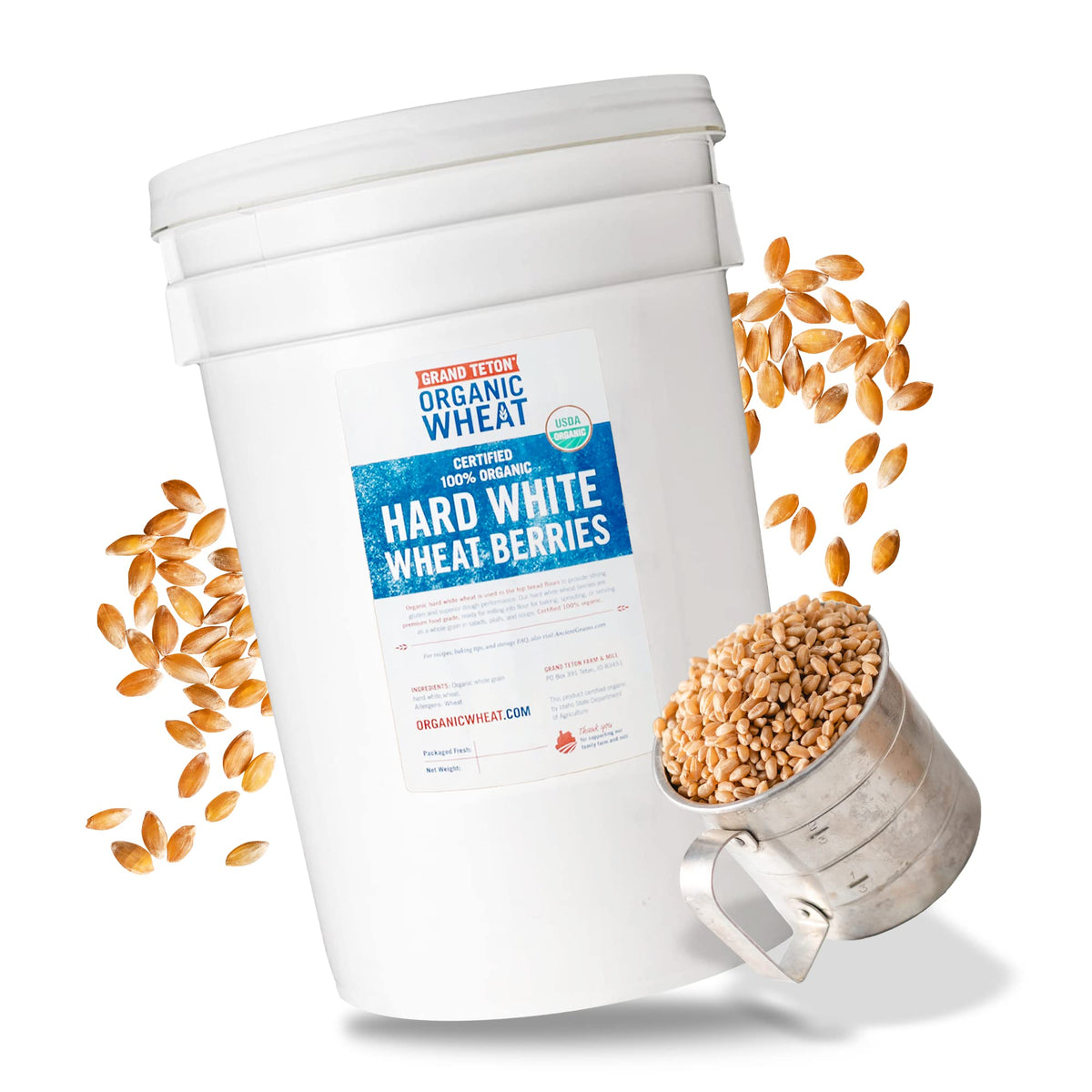 100% Organic Hard White Wheat Berries 43 lbs G339098