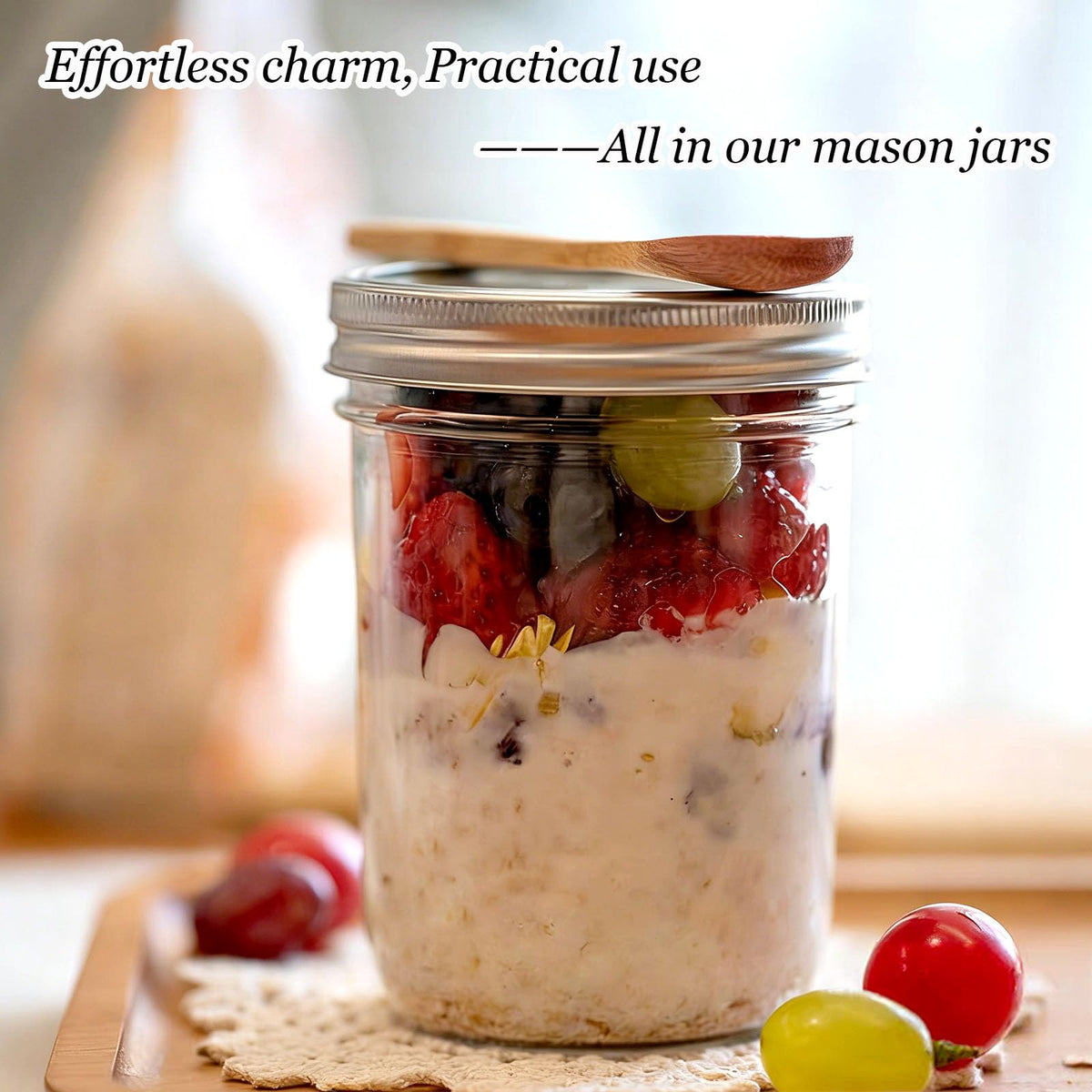 16 oz & 8 oz Clear Glass Mason Jars with Lids, Set of 18 V618279