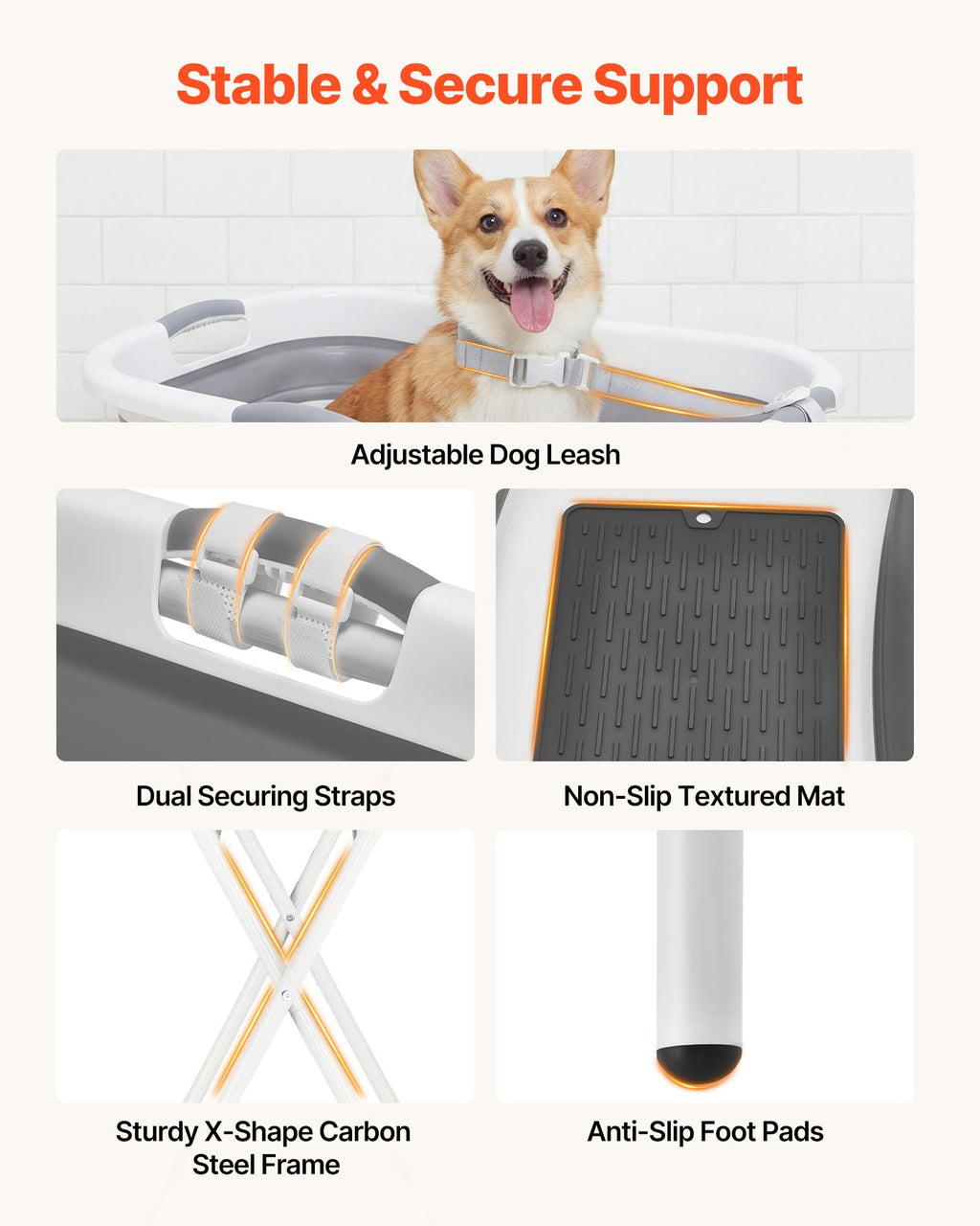 Elevated Collapsible Pet Bathtub with Drain Hose R43748