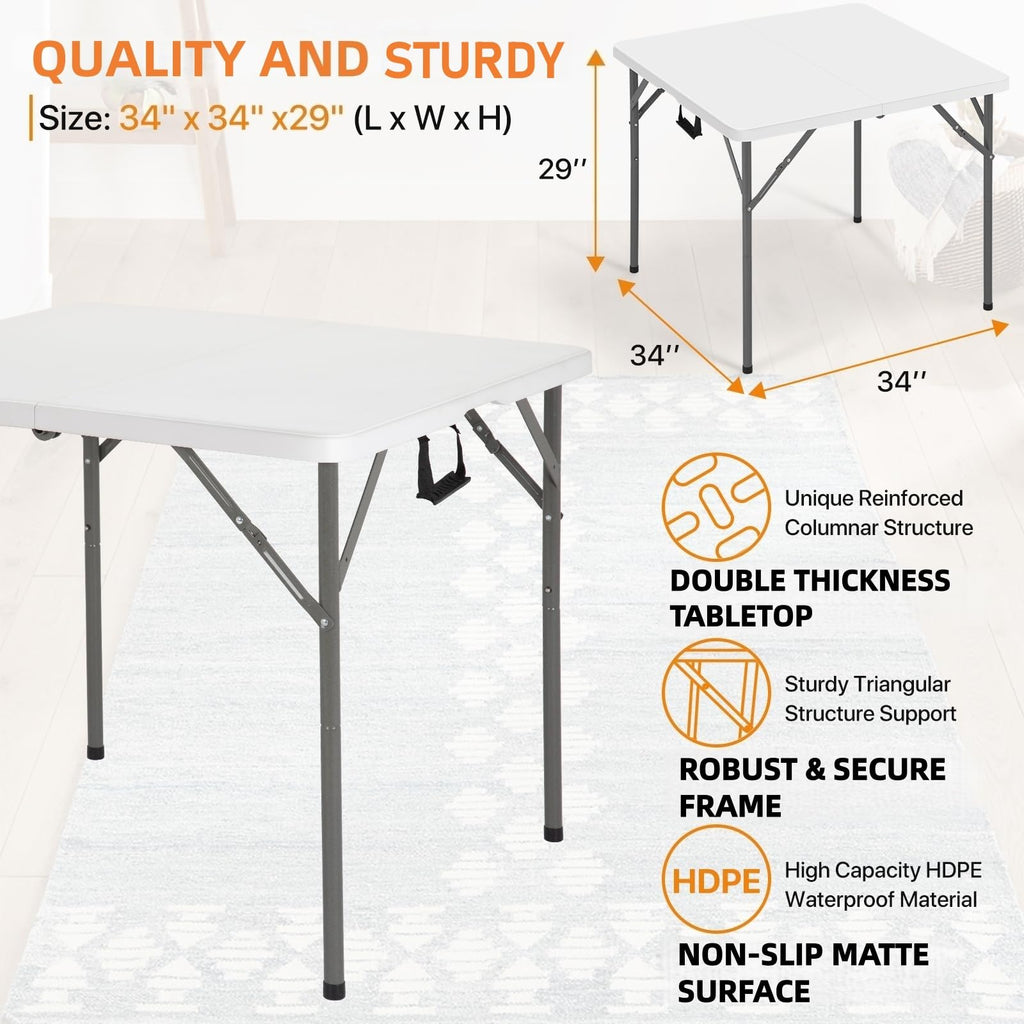 White Square Folding Card Table Z5249