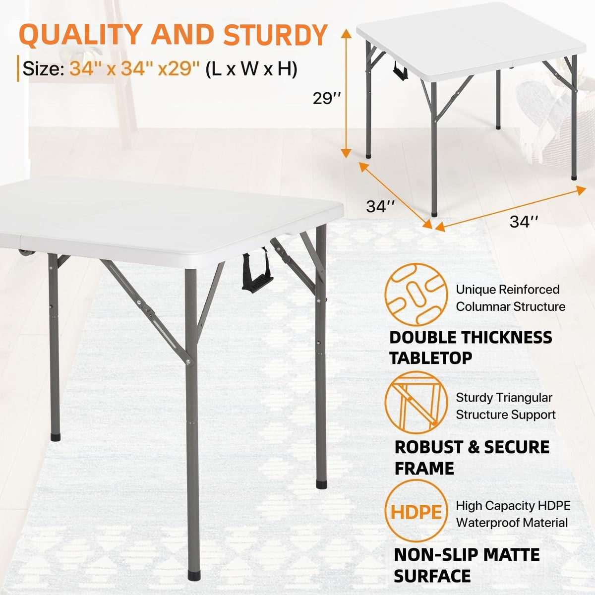 White Square Folding Card Table Z5249