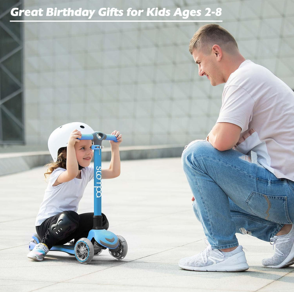 2-in-1 Light Up 3 Wheel Toddler Scooter with Seat H23686