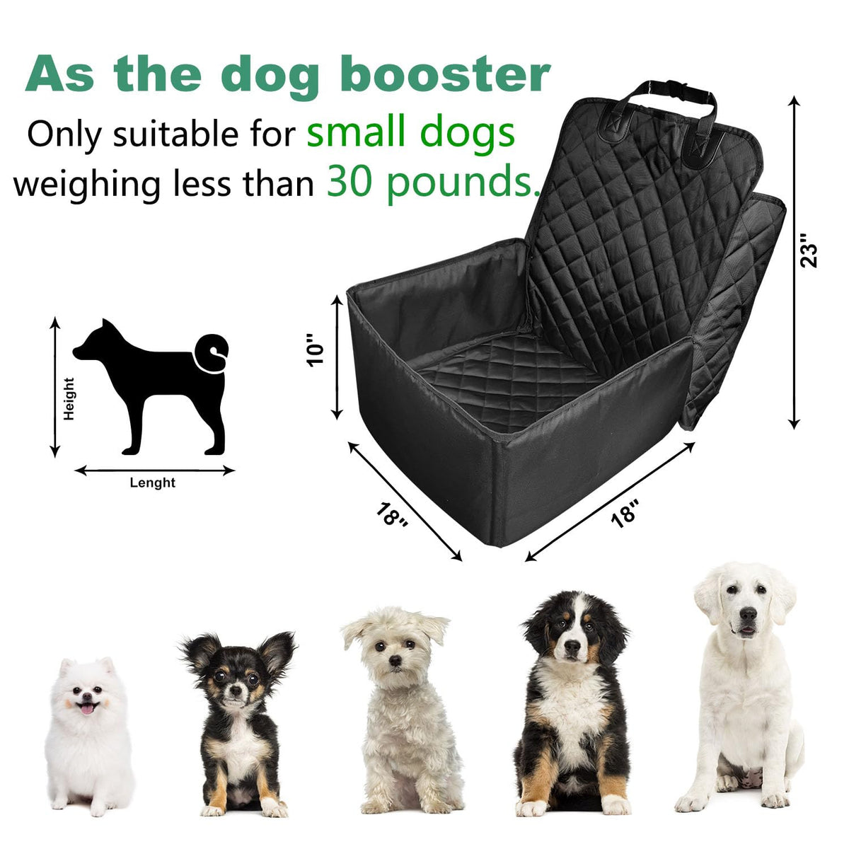 Black 2 in 1 Waterproof Dog Car Seat Cover with Safety Belt C1260