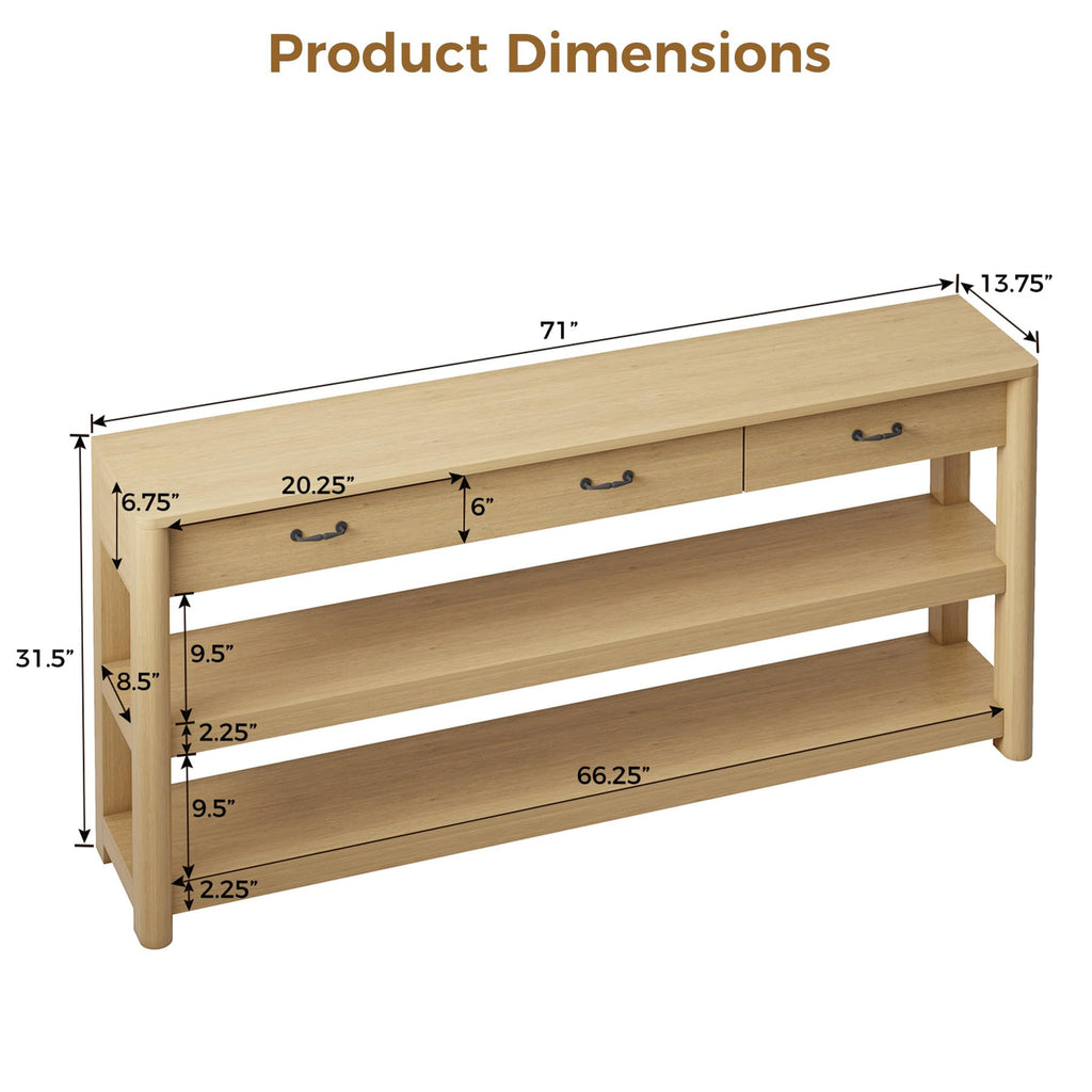 Oak Console Table with Storage Drawers F782