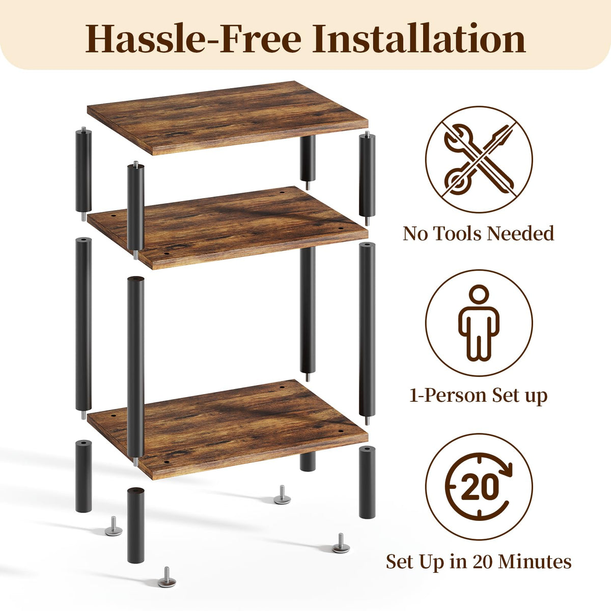 3-Tier Metal Side Table J477