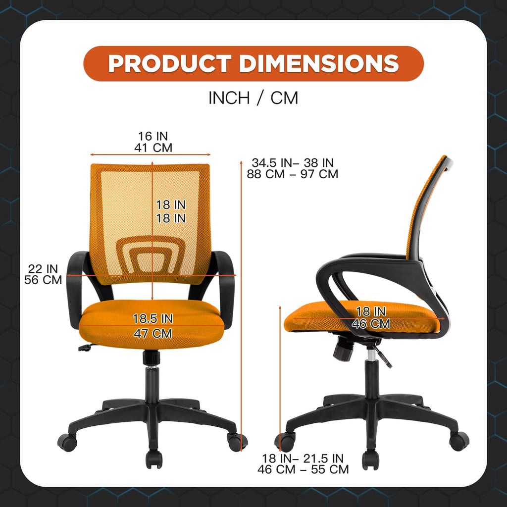 Orange Mesh Ergonomic Office Chair with Lumbar Support Q21260