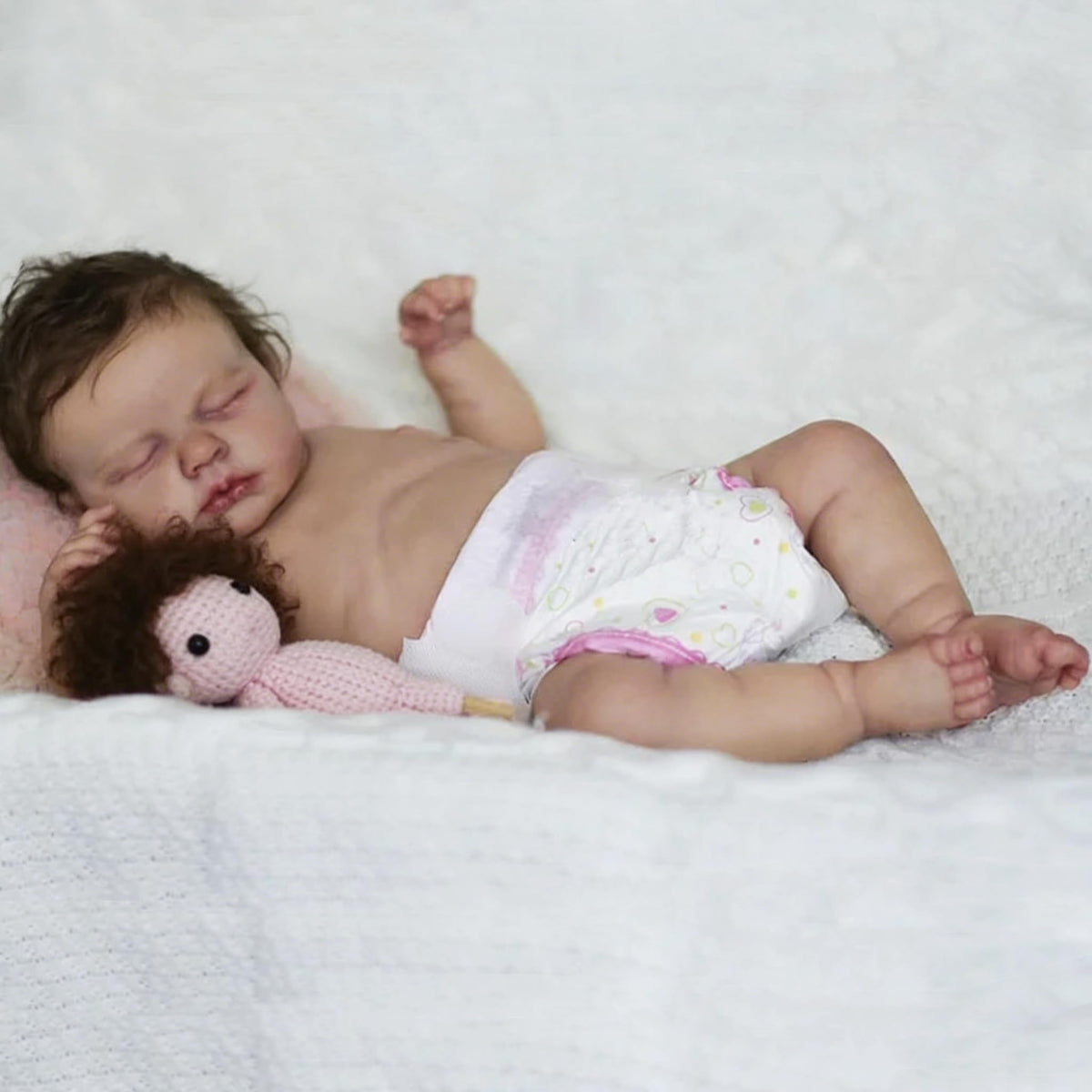 Realistic Silicone Full Body Girl Baby Doll with Hair L7105