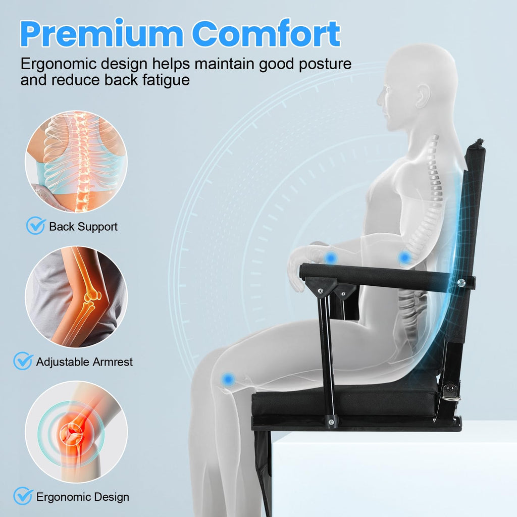 2 Pcs Folding Stadium Seat with Back Support & Cushion Black L25233