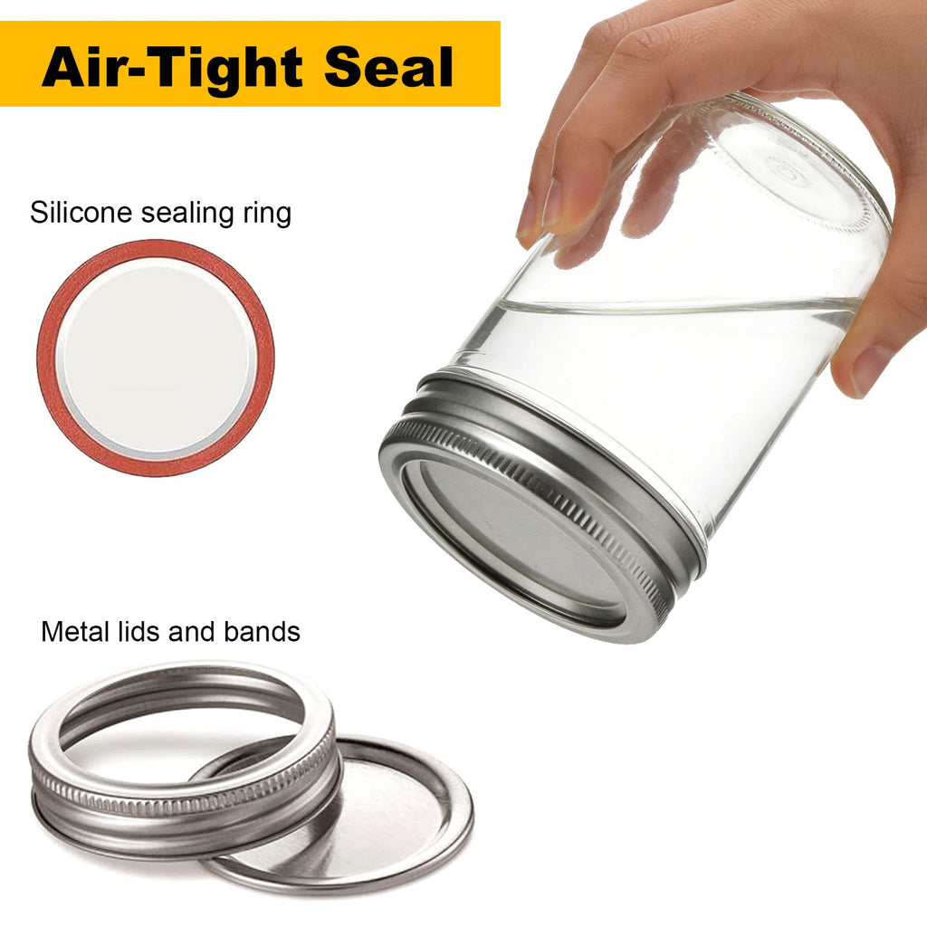 16 oz & 8 oz Clear Glass Mason Jars with Lids, Set of 18 V618279