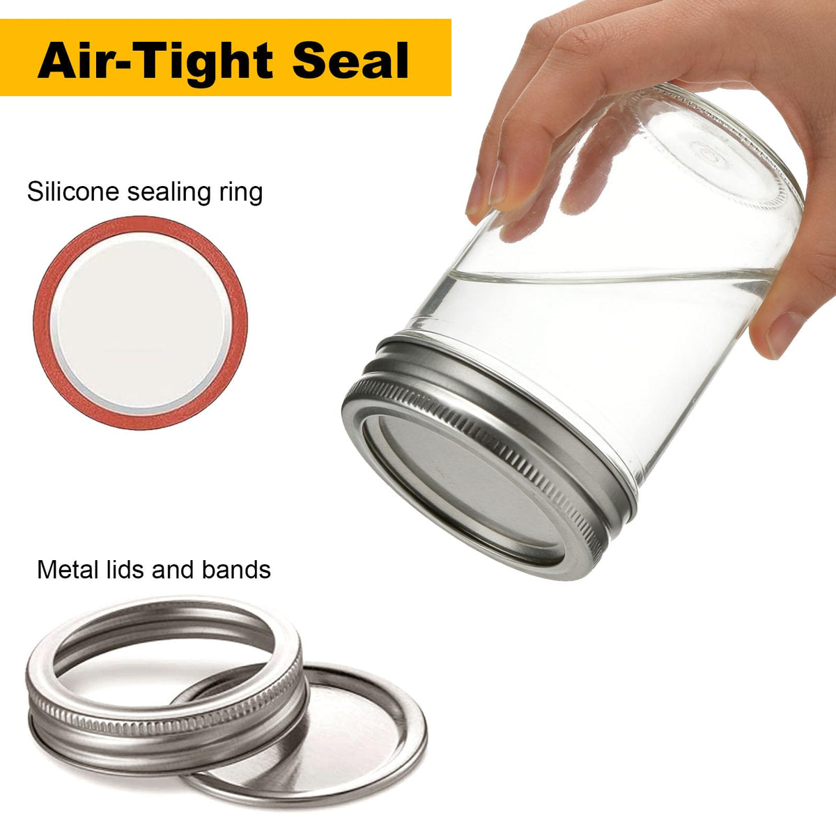 16 oz & 8 oz Clear Glass Mason Jars with Lids, Set of 18 V618279