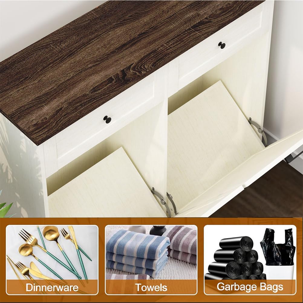Double Tilt Out Trash Cabinet, Antique White Z7646