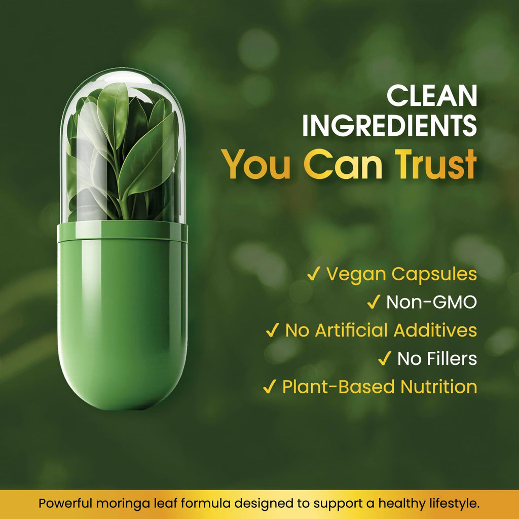 Organic Moringa Leaf 1000mg 60 Capsules E9048
