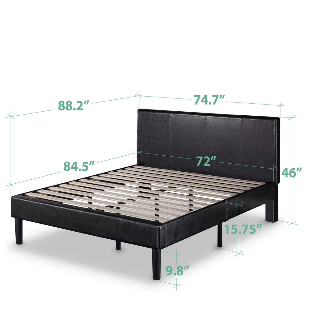 Faux Leather Upholstered Platform Bed Frame California King H967244