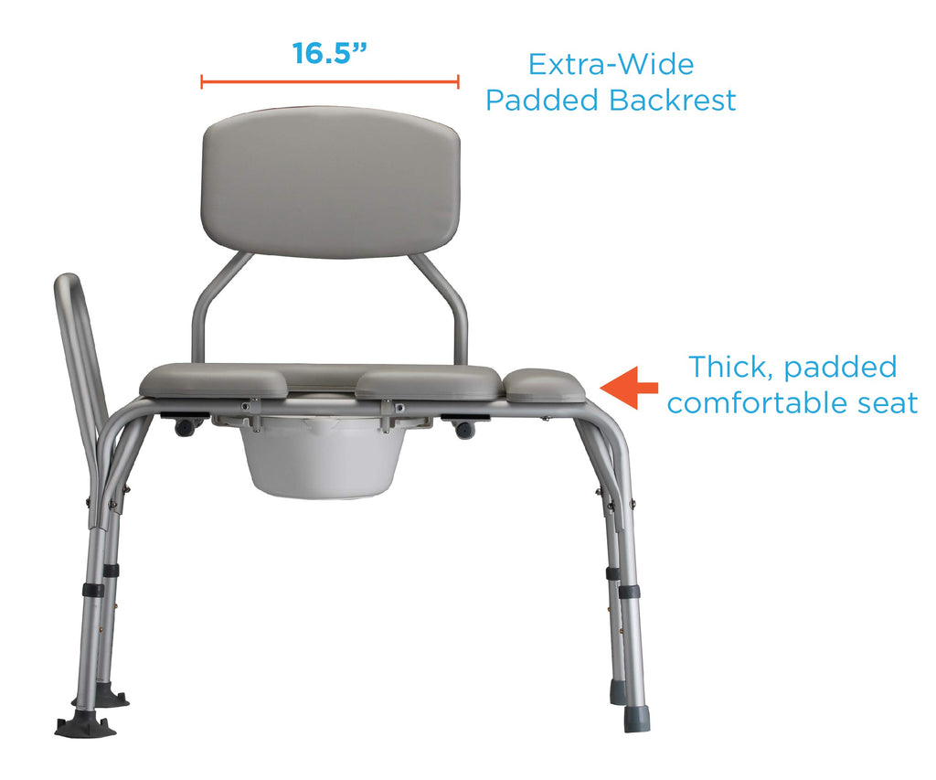 Padded Transfer Bench with Commode, Adjustable Aluminum X921