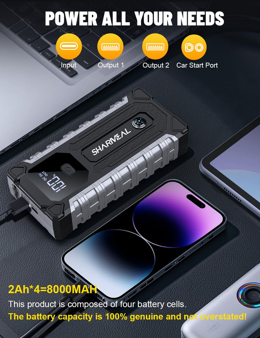 7000A 12V Portable Jump Starter with LED Light Y2528