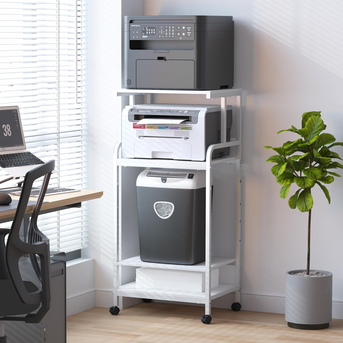 4-Tier Printer Stand with Storage Shelf Z16345