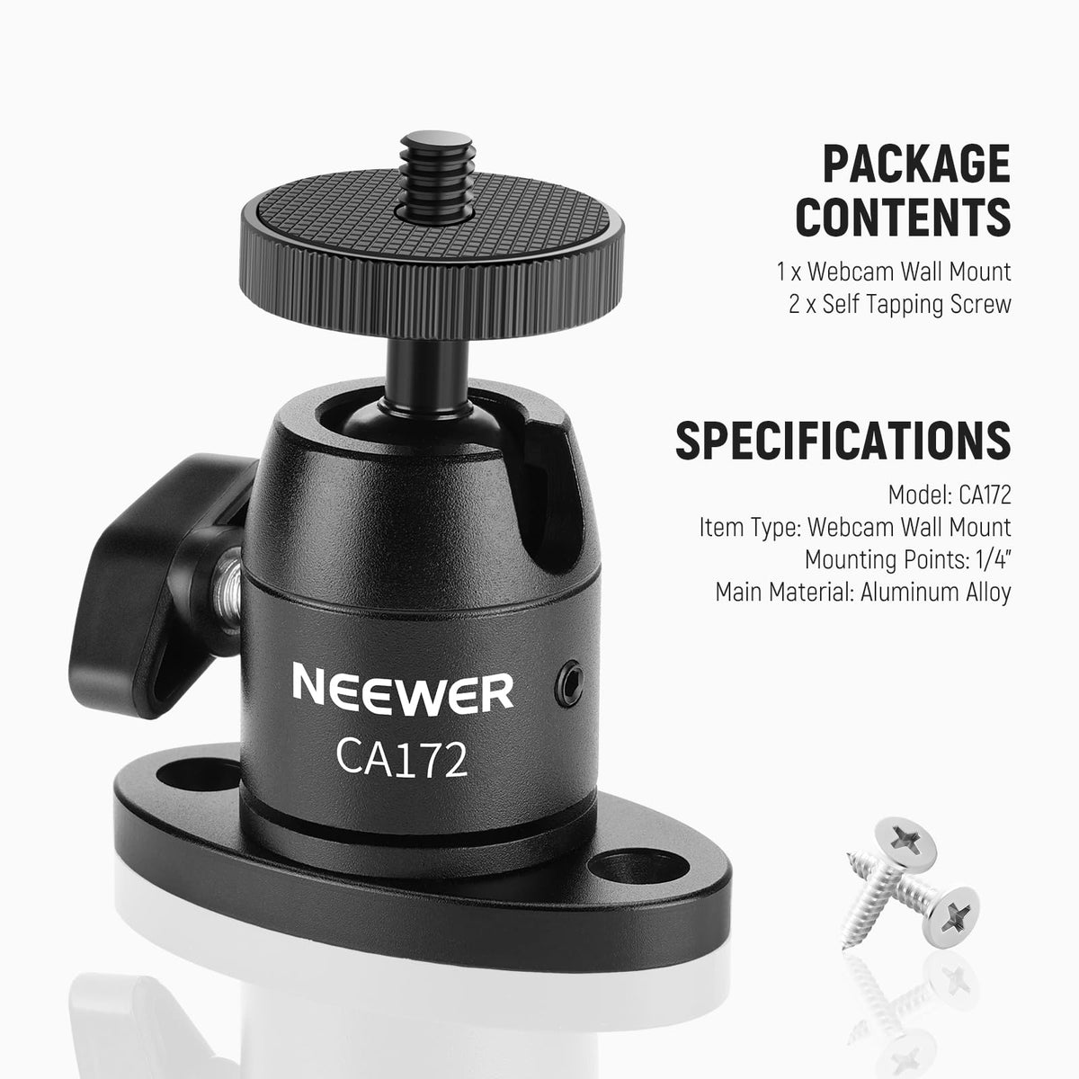 Webcam Wall Ceiling Mount Bracket, Aluminum Alloy Mini Ball Head T33458