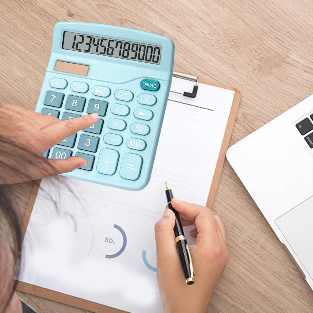 Big Buttons 12 Digits Large LCD Display Battery & Solar Powered Standard Function Calculator F2232