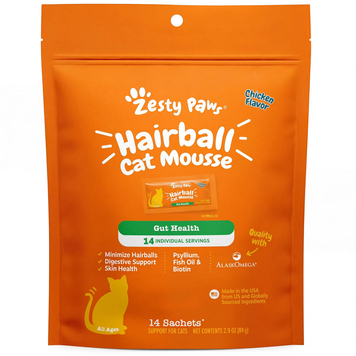 Chicken Omega 3 Cat Hairball Mousse 14 Ct K973